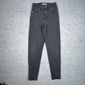Levi's Denim High Waisted Mom Jean Womens 25x29 Black Tapered Leg Stretch Casual